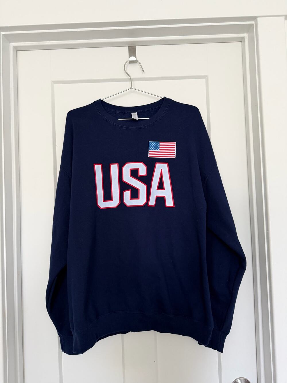 USA American Flag Navy Blue Crewneck Sweatshirt XL